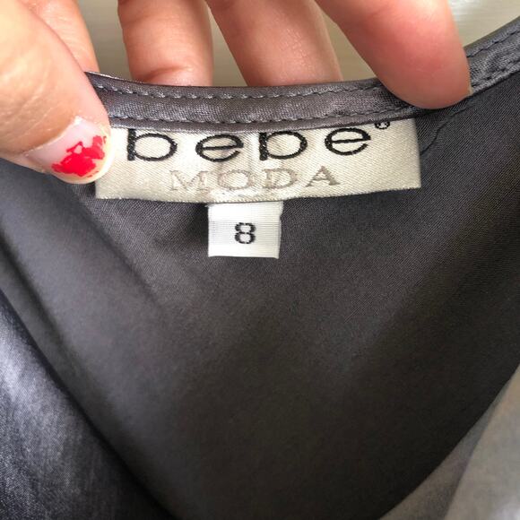 Vintage Bebe Moda Charcoal Silky Cowl Neck Maxi Gown Size 8 Made in USA 90s - Picture 4 of 11